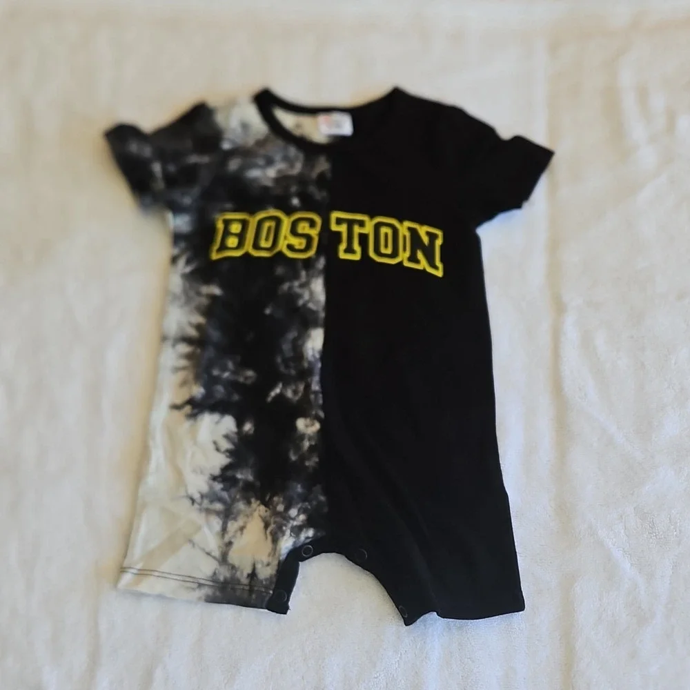 PatPat Tie-Dye Cotton Romper Short Sleeve‎ 6-9M Black White Sports